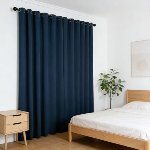 SUNLIMEI Thermovorhang Kälteschutz 160 x 245 cm Verdunkelung Kälteschutz Verdunklungsgardine mit Ösen Modern 1 Stück für Wohnzimmer Schlafzimmer Heimbüro, Marineblau