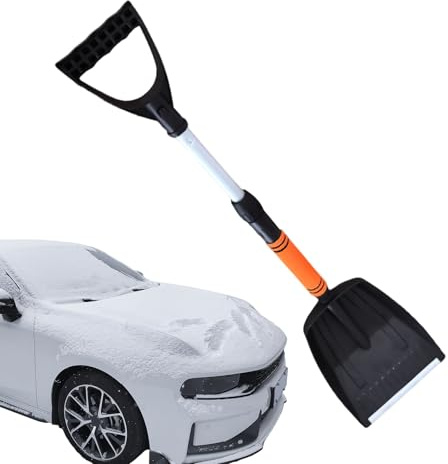 Pala Quitanieves para Coche - Raspador Telescópico 71-86 Cm | Pala Compacta con Mango En D | Herramienta Portátil De Limpieza De Invierno: para Camiones, Motos De Nieve, Calzadas Y Acampadas