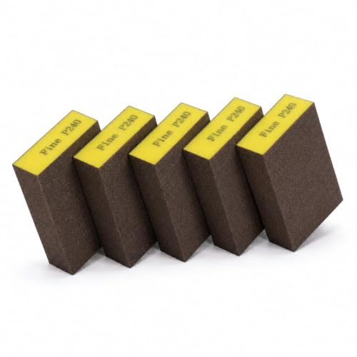 FASTPLUS 4-in-1 Sanding Sponge 240 Grit Flexible Wet Dry Block | 9 Pack Washable Reusable Sanding Blocks for Woodworking Metal Models and Multi Surface Finishing Applications