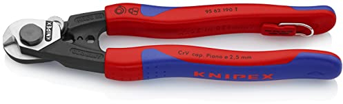 KNIPEX Coupe-câbles forgé avec gaines bi-matière, avec œillet intégré pour fixation d’un dispositif antichute 190 mm, 95 62 190 T