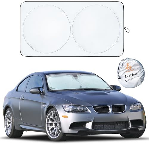 EcoNour Patented Design for Car Windshield Sun Shade | Blocks 99% Heat and Keep Interior Cool | Fits Cars, SUV, Truck | Automotive Sun Screen,Visor and Summer Vehicle Accessories | Medium (64x32)
