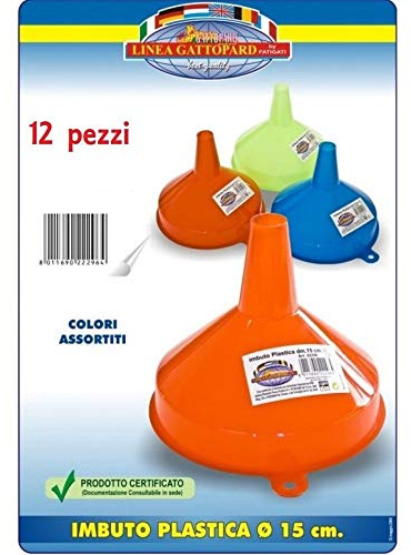 TrAdE shop Traesio Set 12 Pezzi Imbuto IMBUTI in PLASTICA Diametro 15CM COLORATO