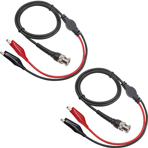 Amadget BNC Q9 to Double Alligator Clip Test Cable Probe Leads Oscilloscope Test (Pack of 2)