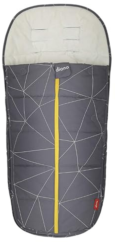 Diono All Weather Stroller Footmuff, Universal Fit from Baby to Toddler with Cozy Super Soft Padding, Weatherproof, Water Resistant Lining, Gray Linear