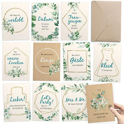 Kipitan Geschenk zur Verlobung: Meilensteinkarten von Verlobung bis zur Hochzeit – Erinnerungen + kleiner Hochzeitsplaner für die Hochzeitsvorbereitung (30 Karten DIN A6, deutsch)