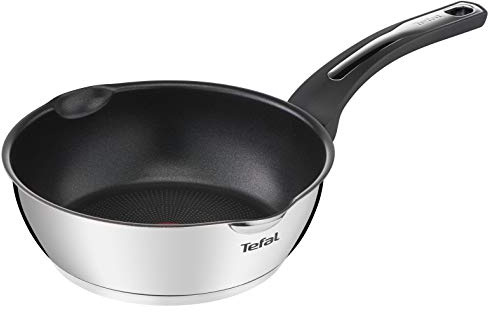 Tefal Emotion E3003404 Tiefe Pfanne aus Edelstahl, 22 cm, sichere Antihaftbeschichtung, gleichmäßige Wärmeverteilung, elegantes Design, robuster Griff, Induktion E3003404