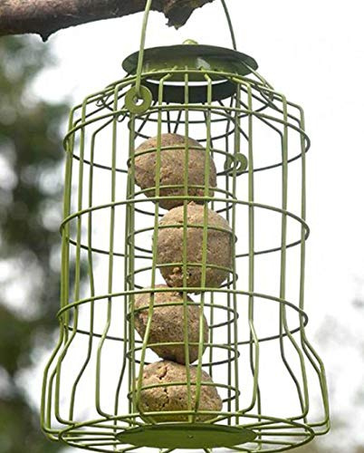 Garden Mile Comedero para pájaros, jaula a prueba de ardillas, ideal para semillas de aves silvestres, ardillas, guardia alimentador colgante de vida silvestre (comederos para bolas de suet/grasa)