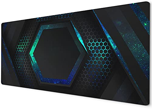 Large Mouse Pad | Mouse Pad Large | XXL Mouse Pad | Mouse Mats | Mousepad Gaming XXL | Gaming Mouse Mat Large | Mouse Mats for Computers | 900 x 400 Mouse Mat | Black Neon Blue Teal Galaxy