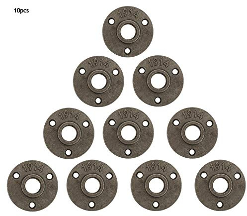 10 unids/set Base de brida, aleación/hierro fundido 3 agujeros 65mm DN15 brida Base de tubería rosca brida de piso, adecuada para fijación de tuberías(Cast iron)