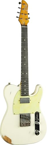 EKO GUITARS - Tero Relic Olympic White, Chitarra Elettrica con Finitura Relic, Serie Original Relic, Corpo in Pawlonia, Manico in Acero, Tastiera 22 tasti in Resina Eko WPC, Colore Olympic White