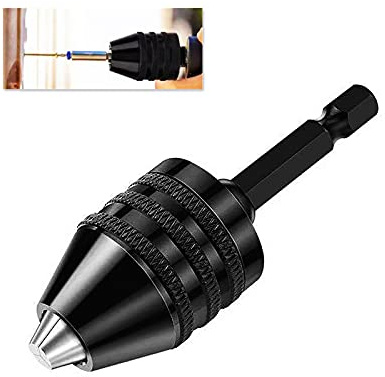 Keyless Drill Chuck Adapter 0.3-6.5mm Quick Change 1/4” Hex Shank Drill Bits Chuck for Micro Drill Bit Drill Chuck Adapter Conversion Tool