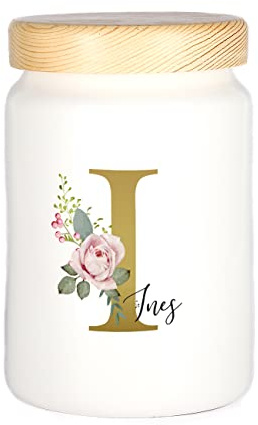 Herz & Heim® Keksdose personalisiert mit Ihrem Wunschnamen zu Weihnachten für Ihre Plätzchen (Rosen)