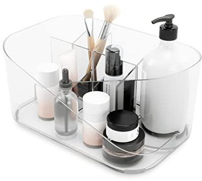 Umbra Glam Kosmetik Organizer, Accessoire Aufbewahrung, Make Up Aufbewahrungsbox mit herausnehmbarem Innenteil, Transparent, Einheitsgrösse