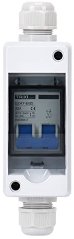 DC 240V Leitungsschutzschalter 16A 2P Solarsystem-Trennschalter Mini Leistungsschalter Sicherungsautomat mit IP65 Wasserdicht Gehäuse Gleichstrom Leitungsschutzschalter für Photovoltaik Motorschutzsch