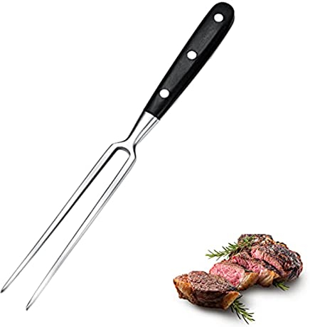 Fleischgabel mit Griff - 29cm Edelstahl Fleischgabel, Grillgabel Servier Grillgabel mit Kunststoffgriff für Grill KüChe Truthahn Braten Abendessen (Schwarz)