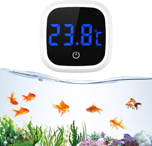 ORIA Digital Fish Tank Thermometer, Touch LED Display, Celsius Only | 0°C to 60°C, 0.1°C Resolution, Accurate to 0.5°C, 5-Second Updates, Stick-on, for Turtle, Reptile, Axolotl