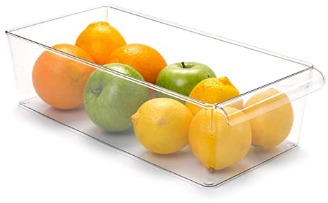 Tradineur - Cajón organizador reutilizable para frigorifico Nº 11 - Fabricado en Poliestireno - Recipiente de plástico transparente - 10 x 18 x 37 cm