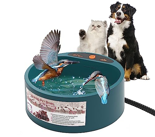 ENJOYING Beheizter Wassernapf, 2.2 L, Beheizbare Tränke Kaninchen Hunde Katzen, Kalter Tag Beheizbare Hühnertränke, Beheizbarer Wassernapf mit Anti-Biss Stromleitung, Einfrieren Verhindern