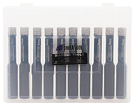 SHDIATOOL Diamant Fliesenbohrer Diamant lochsäge Fliesenschneider Schleifbits mit Dreikant-Schaft Vergrößerung Kantenschleifen Formgebung für Porzellan, Marmor, Keramik, Granit, 8mm, 10 Stück