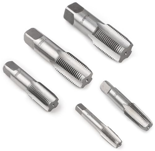 SWAWIS 5 Stück Rohrgewindebohrer Set Gewindeschneider Gewindebohrer G1/8、G1/4、G3/8、G1/2、G3/4 Gewindenachbohrer Maschinengewindebohrer Handgewindebohrer Reparatur von Rohrgewindeverbindungen