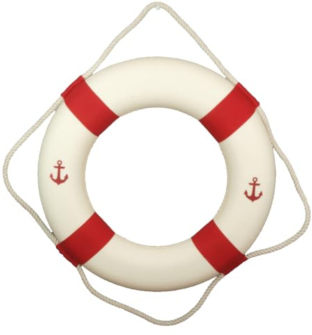 Maritime Dekoration Rettungsring Ø 50 cm Rot Weiß - Anker - Styropor Leinenstoff Wanddeko Hängedeko