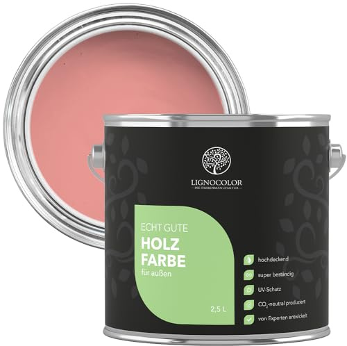 Lignocolor Holzfarbe Außen glänzend | wetterfeste Farbe für den Außenbereich (Flamingo glänzend, 750ml) | hochdeckend & hochbeständig