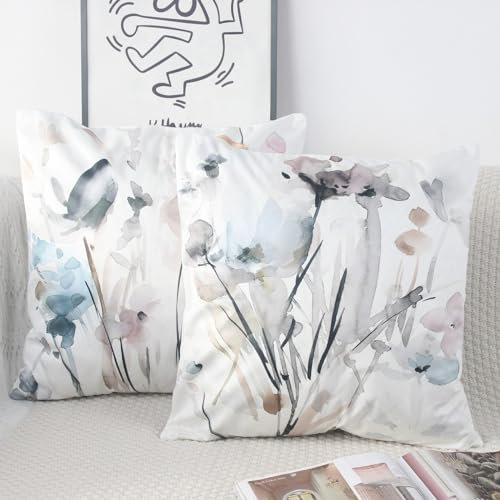 NIULAA Velvet Cushion Covers 45 x 45 Set of 2 Spring Cushion Cover Colourful Square Pillow Case Decorative Sofa Cushion Covers 18x18 Scatter Cushions Covers Art Deco