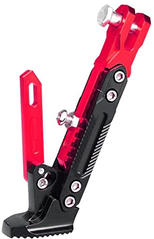 Supporto Cavalletto Universale per Moto, Supporto per Piede di Parcheggio Laterale Antiscivolo Regolabile per Bici Elettrica per Scooter(Rosso)