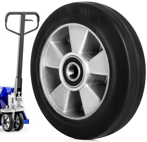 Pallit Lastvagnsrulle gummi 200 x 50 mm – hjul med kullager, axel 20 mm, reservrulle rullrulle för lastbil, myra, gaffellyftvagn | diameter 200 mm, bredd 50 mm