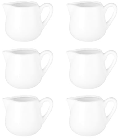 ZJIVQO Kleine Milchkännchen, Mini-Kaffeesahne, Mini-Milchkännchen mit Griff, Aufbewahrungsbehälter, Küche, Ausgießen, Kaffee, Sahne, Soße, Tasse, 6 Stück
