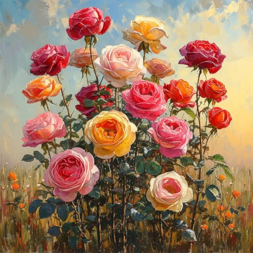 Acudotr Blumen Diamond Art Erwachsene Set, DIY Wohndekoration 30x30cm | 5D DIY Diamantmalerei Sets, Runde Vollbohrer, Einfach für Anfänger, Vollständiges Zubehörset, Geeignet als Geschenk