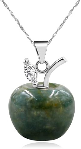 JunyiDIY Bunte indische Achat-Apfel-Charm-Halskette | Messing-Halsband für Frauen | Verstellbare Kette, perfekt für Lehrer und besondere Anlässe