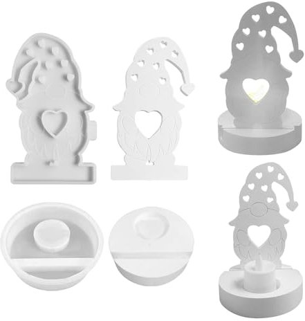 Silikonformen Gießformen Weihnachten, Weihnachtswichtel Silikonform Kerzenhalter, Gießformen Silikon Weihnachten, Wichtel Giessformen Silikon, Silikonform Weihnachten für DIY Kerzenhalter Handwerk (C)