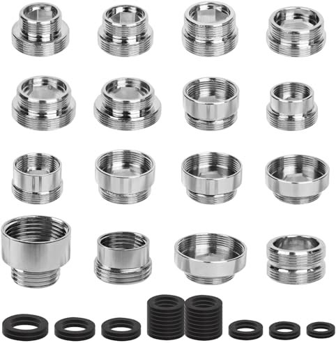 16 Pezzi Adattatore Rubinetto Kit, Rubinetti da Cucina Connettore Adattatore Filettato Maschio per Filtro Dell'acqua, Rame Aeratore Rubinetto con Guarnizione per Collegamento Tubo da Giardino, Lavello
