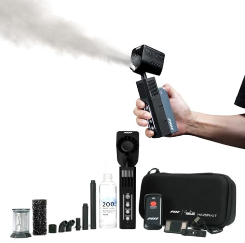 PMI SmokeNINJA PRO Portable Fog Machine, 3rd-Gen Haze Nozzle with Bluetooth Connectivity 3 Minutes Single Burst Output 3x Faster Recovery USB-C Control for for Studio and Cinematography(HAZER KIT)