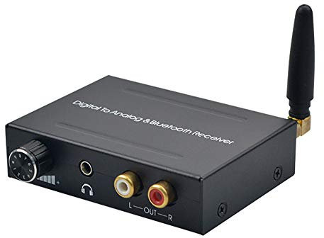 Convertisseur Audio numérique-analogique avec récepteur Bluetooth, 192 kHz, Conversion Optique coaxiale numérique SPDIF DAC vers RCA L/R, pour système de cinéma Maison PS4 HD DVD
