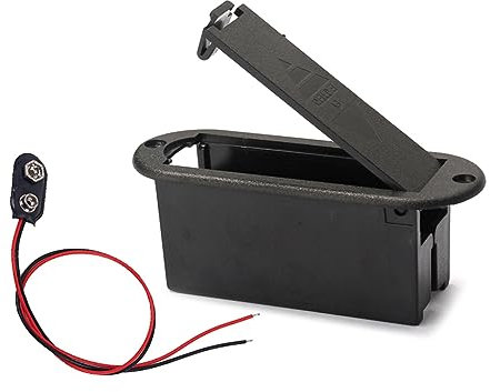 KONTONTY Étui pour Pile Basse 9 v avec Câble De Connexion, Support De Pile pour Guitare Et Basse à Micro Actif, Boîtier Plastique Noir, Accessoire Professionnel pour Musiciens