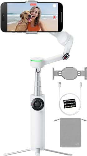 Insta360 Flow 2 PRO Gimbal Stabilizer for Smartphone, AI-Powered Tracking, 3-Axis Stabilization, Built-in Tripod, Portable & Foldable, Deep Track 4.0 Auto Tracking Phone Stabilizer Creator - White