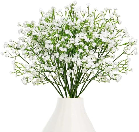 Eteamcan Schleierkraut Künstlich 18 Stück Fake Deko Künstliche Blumen Kunstblumen Weiß Artificial Gypsophila Flowers für Hochzeit Home