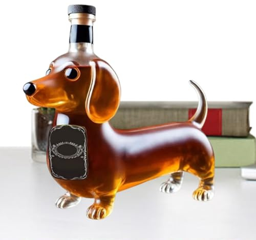 Generisch Schnapps Bottles, Glass Liquid Bottle, Dachshund Dog Shape, Decorative Animal Statue, Wine Container, Transparent Decanter for Birthday, House Warming