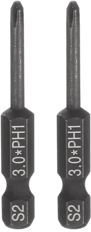 sourcing map Lot de 2 embouts de tournevis cruciformes PH1 à tige hexagonale de 50 mm de long avec tige magnétique cruciforme S2 en acier S2 pour outils électriques Noir
