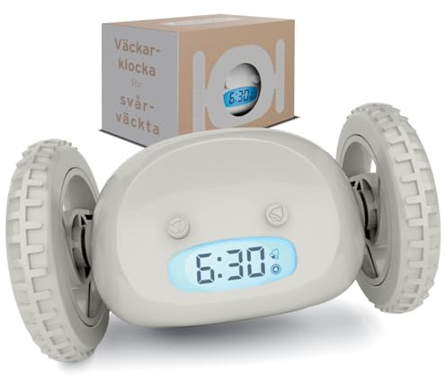 CLOCKY Digital Väckarklocka Högljudd på hjul Extra Högljudd Väckarklocka för svårväckta döva och hörselskadade tung sömn sovande sliprar söt högt sovplatser Rum Vuxna Rullande Rolig Present (Dimgrå) | Runaway-klocka som hoppar och springer för att väcka dig | Rolig unik present för vuxna, tonåringar och barns sovrum, dimma