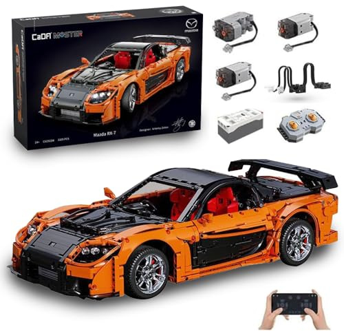 CADA Master C61502W Technik Auto für Mazda RX7 Hypercar, 3295 KIemmbausteine Rennauto Modell, im Maßstab 1: 8 Bausatz