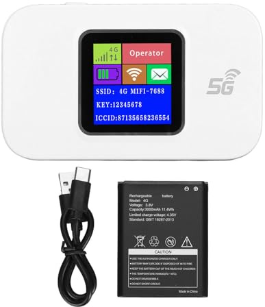 Vikye Punto de Acceso WiFi Portátil, Enrutador Móvil LTE 4G 300Mbps con Ranura de Tarjeta SIM, para Viajar Admite 8 a 10 Dispositivos USB C Potencia