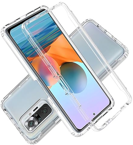 YXINDAFU Funda para Xiaomi Redmi Note 10 Pro,360 Grados Full Body Antigolpes Case con Protector de Pantalla Integrado Silicona TPU y PC Duro 2 en 1 Antiarañazos Carcasa - Transparente