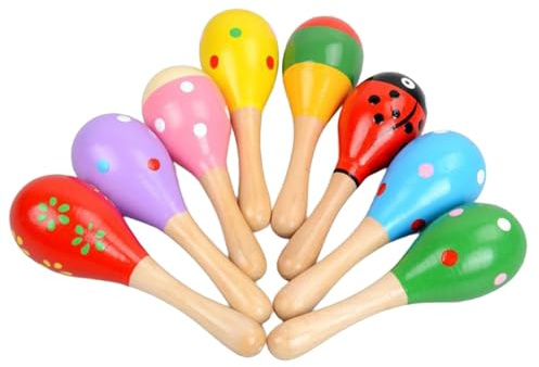 harayaa 6 Maracas Aus Holz, Hand Percussion Rasseln, Frühpädagogisches Spielzeug für Aufführungen, Partyspiele Und Unterhaltung.