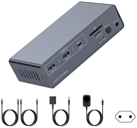 Iuhtrb Switcher della Stazione Docking USB C KVM per Video A Doppio Monitor 4K60Hz con 3 2 10 Gbps E Gigabit Ethernet C con Gigabit Ethernet