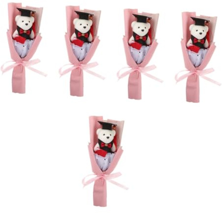 Hemobllo 5 Racimos Graduación con Oso de Peluche Rosa Adorno Decorativo para Fiestas y Regalos Bouquet de Muñeco Oso para Fotos y Decoración Interior