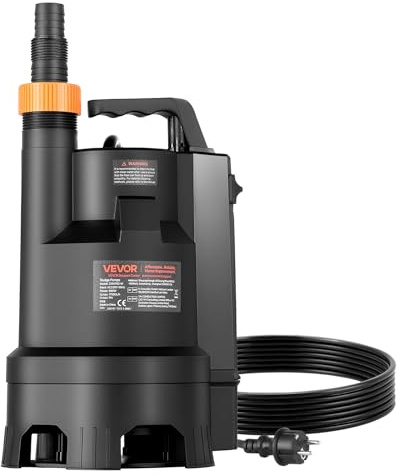 VEVOR Pompe Submersible Eaux Usées 690 W Pompe Puisard PP-GF20, 17500 L/h avec Interrupteur à Flotteur Automatique, Hauteur Refoulement 9 m, Évacuation Eaux Usées pour Piscines, Étangs, Zones Inondées