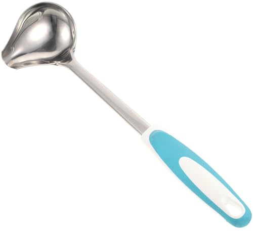 Veemoon Cucchiaio per Salsa in Acciaio con Beccuccio Versatore Antiscivolo Mestolo per Condimenti e Sughi Cucchiaio Piccolo da Cucina per Ristorante e Uso Domestico